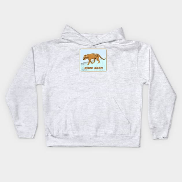 tasmanian thylacine back soon Kids Hoodie by jederanders